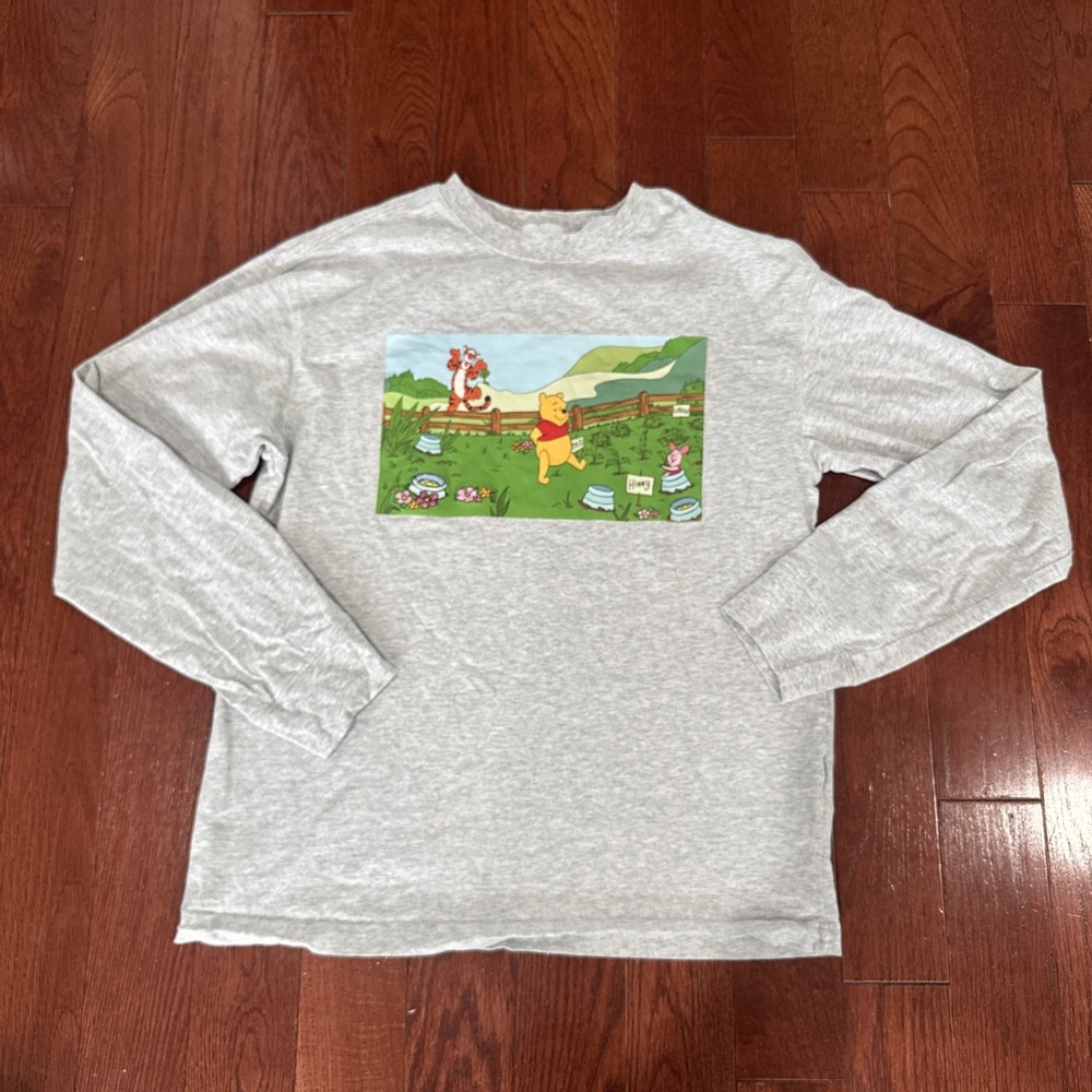 Disney Winnie The Pooh Piglet Tigger Crewneck Long Sleeve Embroidered Sz Medium